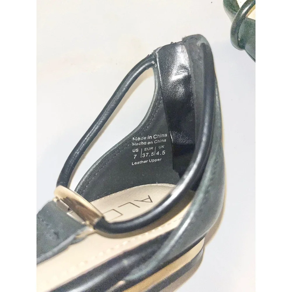ALDO Fenilone Ballet Flats Pointed Toe T-Strap Gold Tone Hardware‎ | 8.5